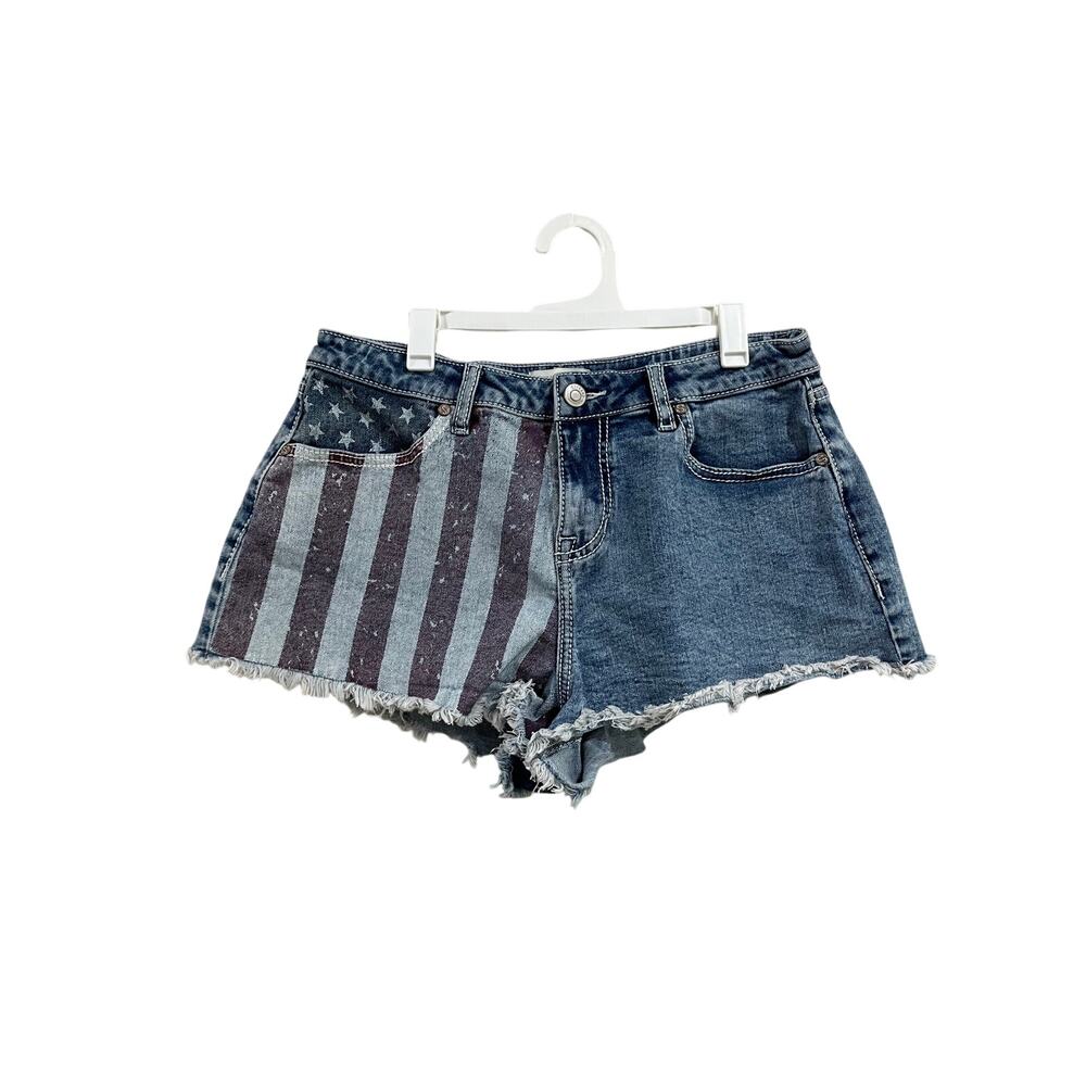 Shyanne American Flag Denim Cutoff Shorts USA Western Rodeo Patriotic 29